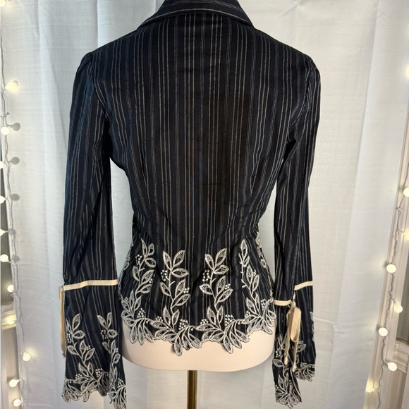 Hale Bob Black and Cream Fitted Embellished Blouse - Picture 3 of 6